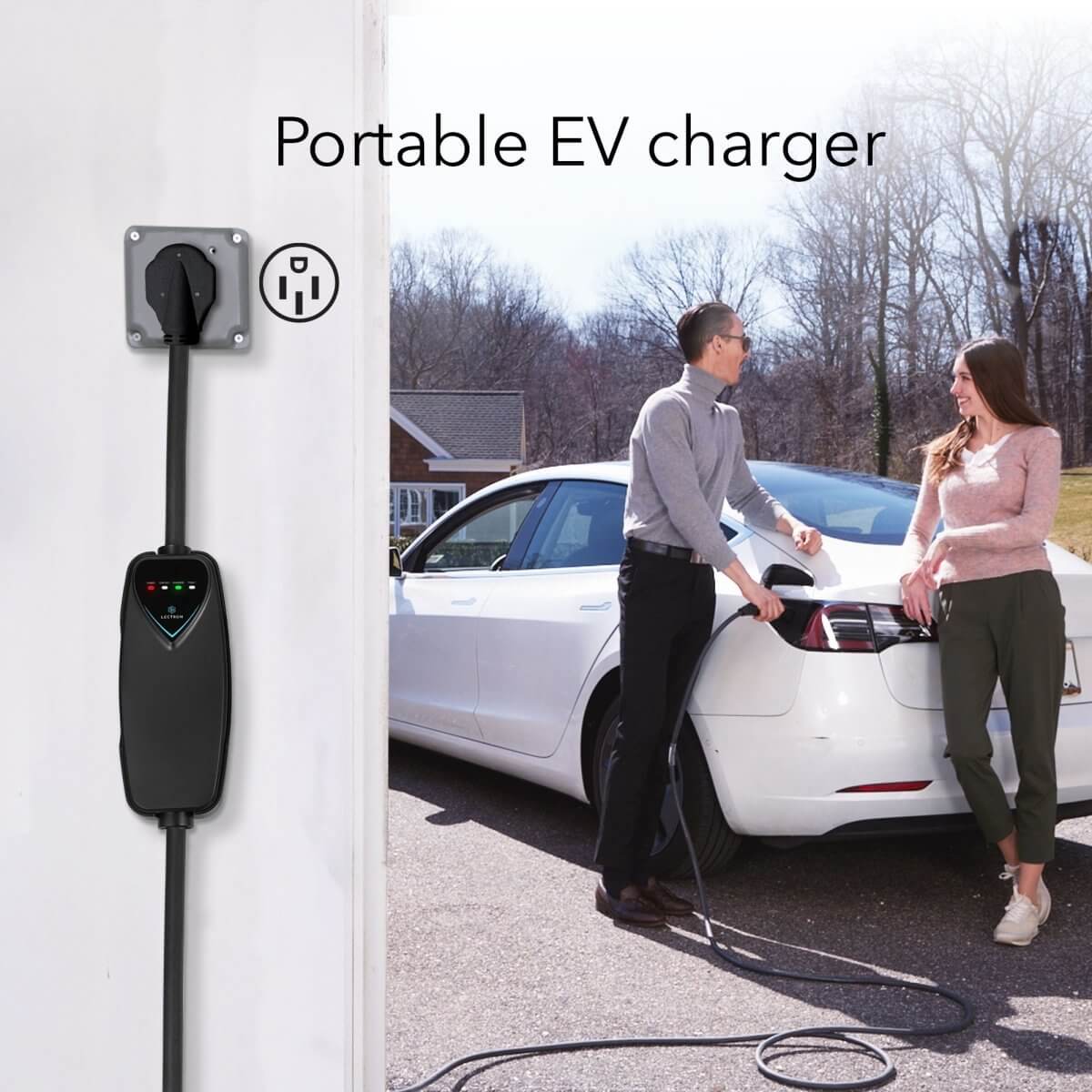 Lectron Portable Level 2 Tesla EV Charger | 240V | 40 Amp | NEMA 14-50