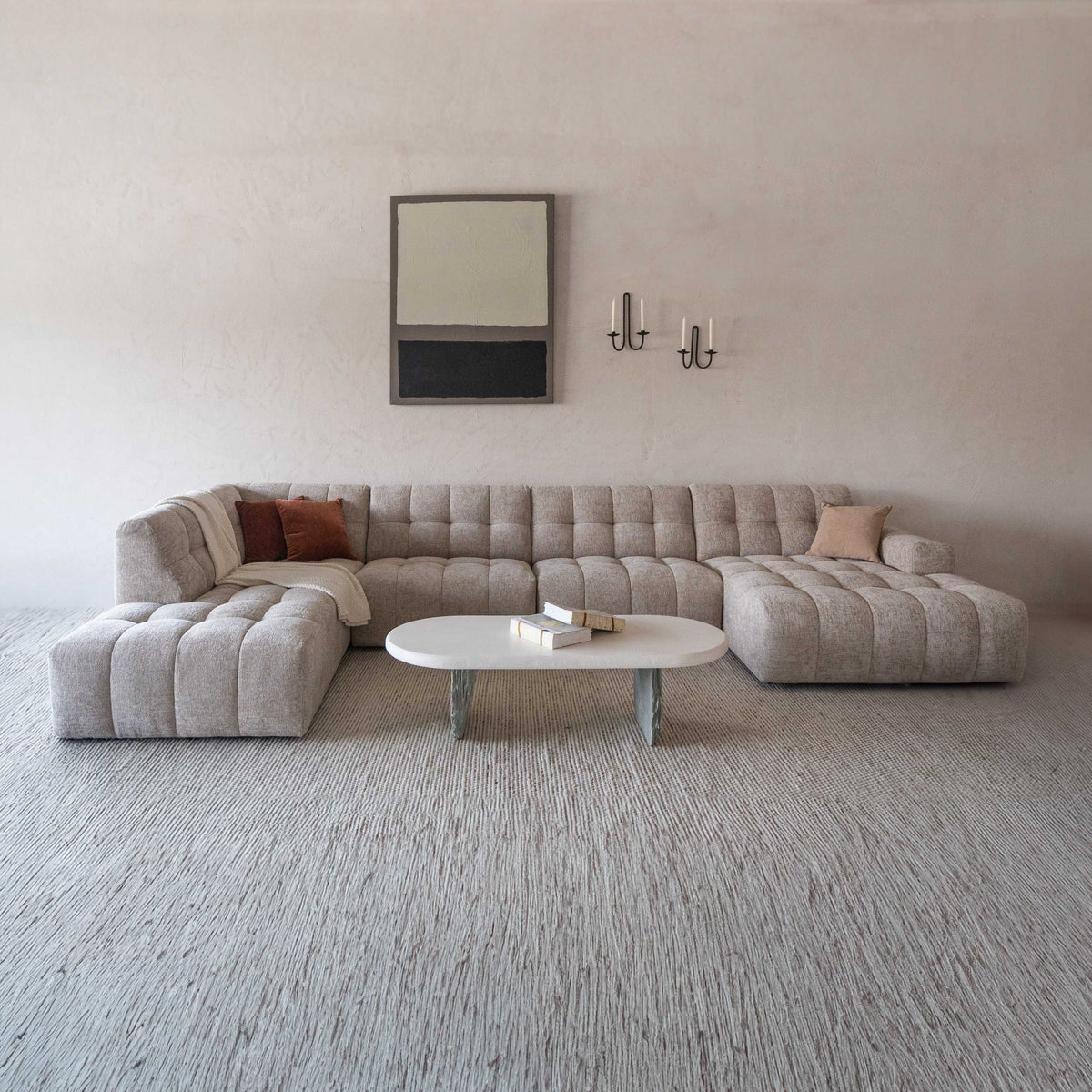 Dolphine Beige Modern Corner & L-Shape Sofa