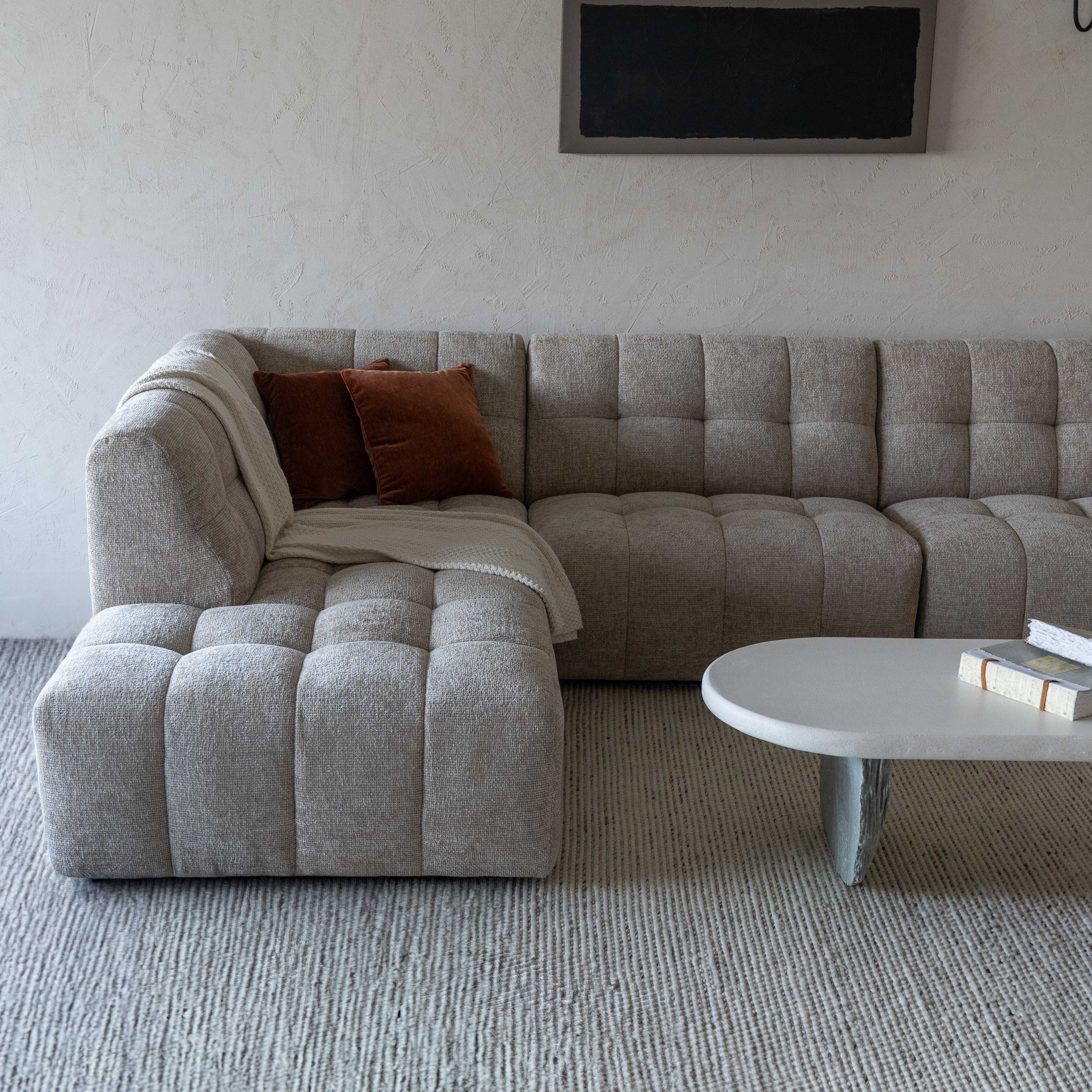 Dolphine Beige Modern Corner & L-Shape Sofa