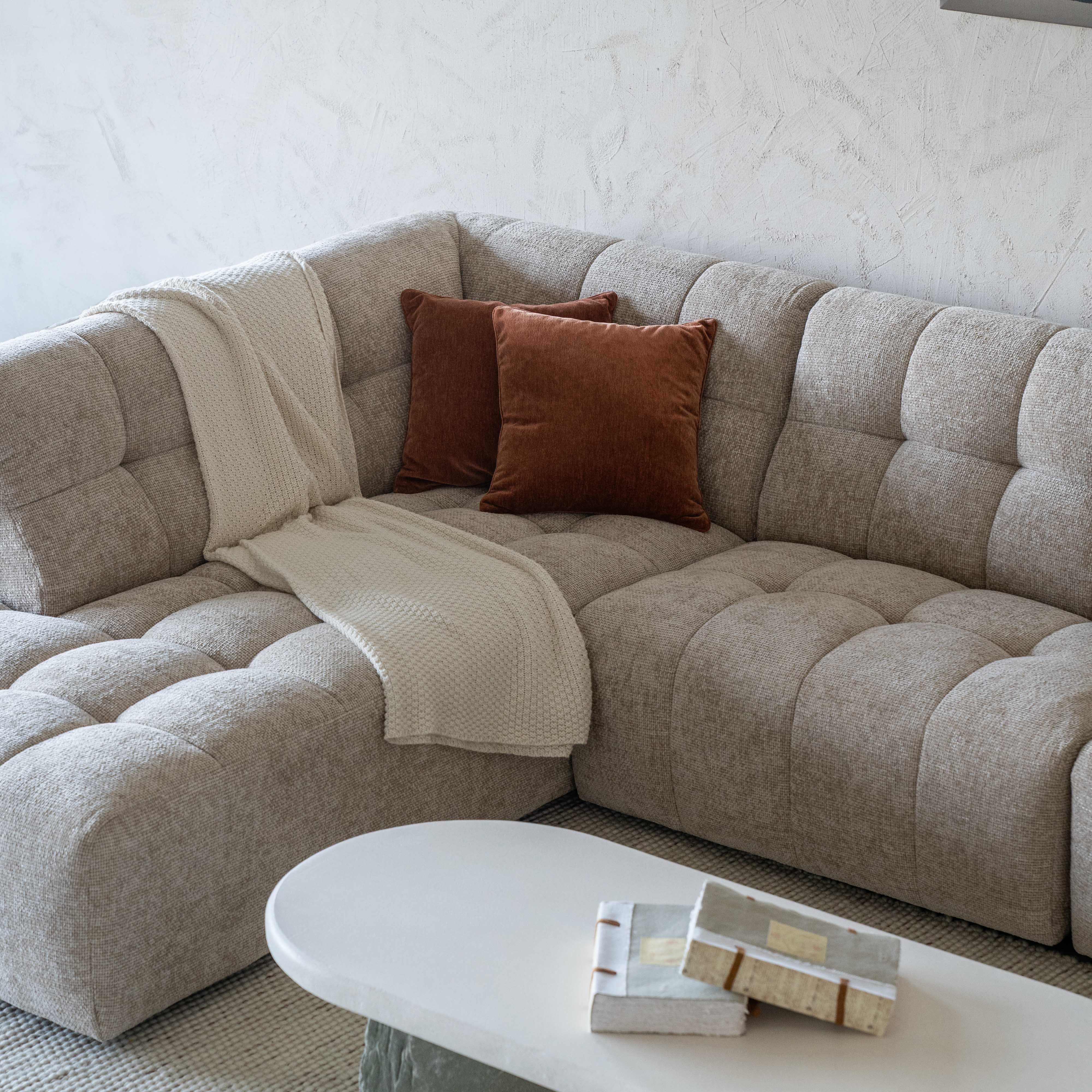 Dolphine Beige Modern Corner & L-Shape Sofa